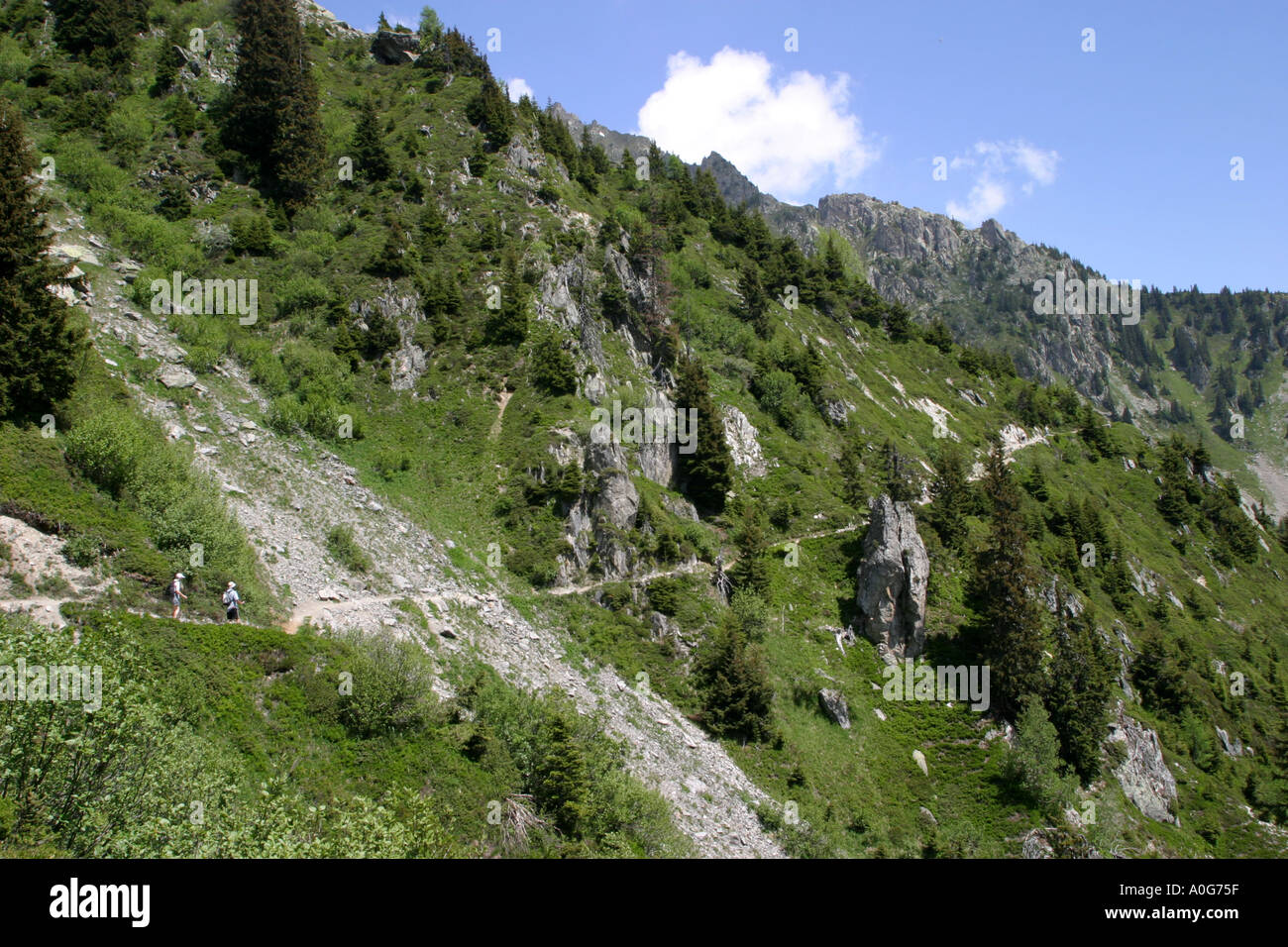 Die Balcon Sud Fußweg zwischen Flegere und Les Praz über Chamonix Stockfoto