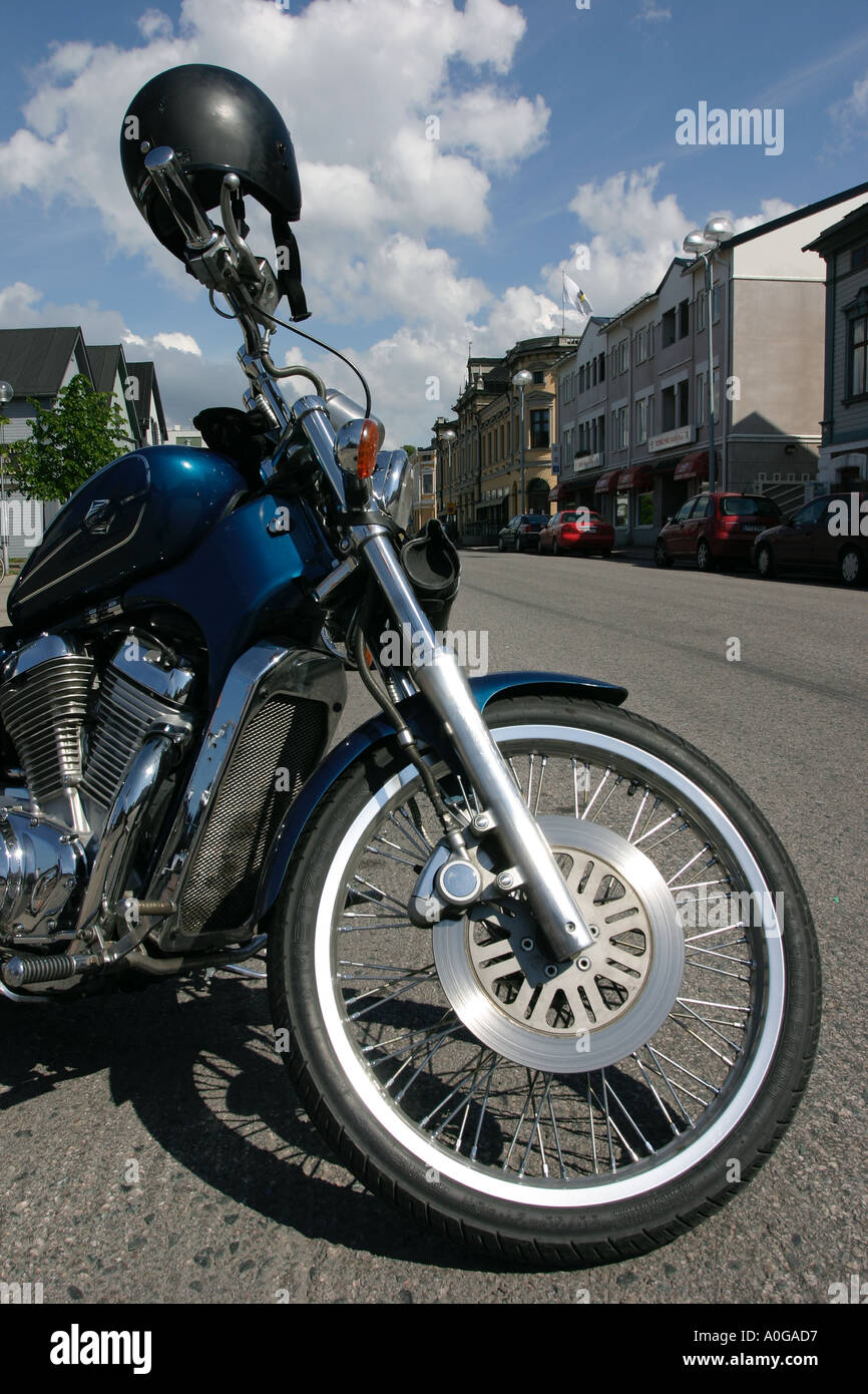 Motorrad geparkt Stockfoto
