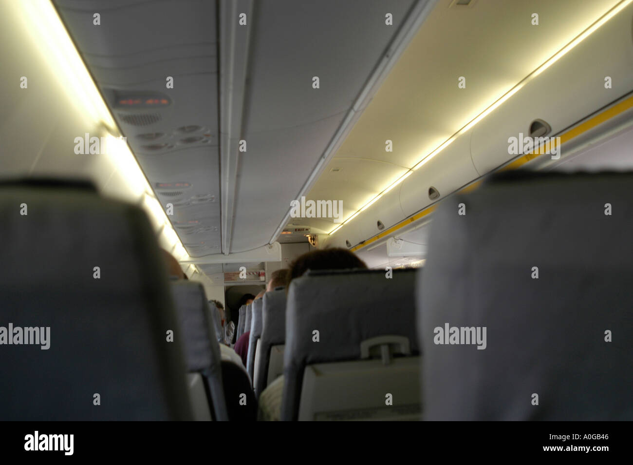 Flugzeuge, Sitze in Economy Class Kabine Stockfoto