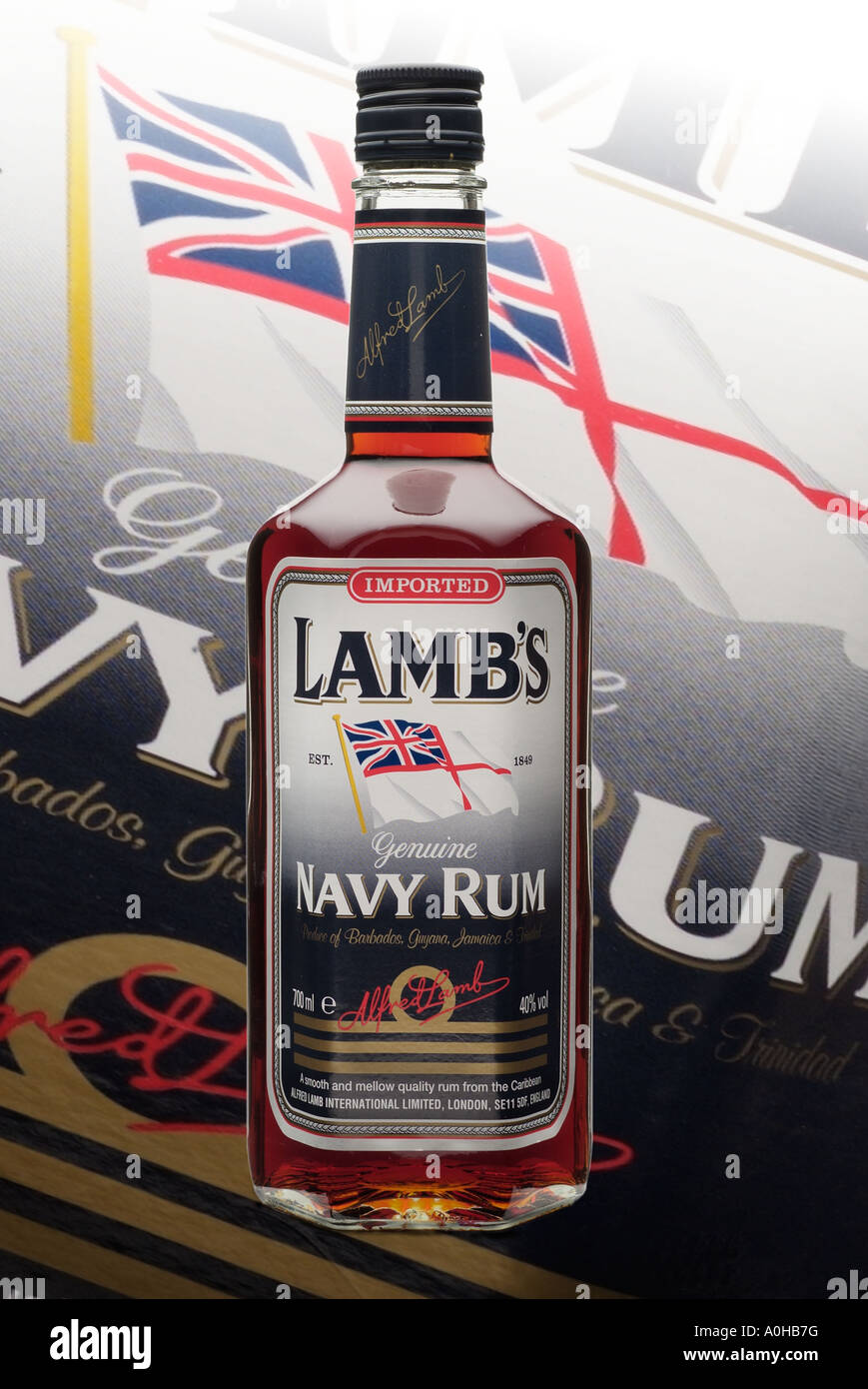 Lämmer navy Rum importiert echte Barbados Guyana Jamaika Trinidad Karibik Alkohol Alkohol Beweis pure Spirituose Stockfoto