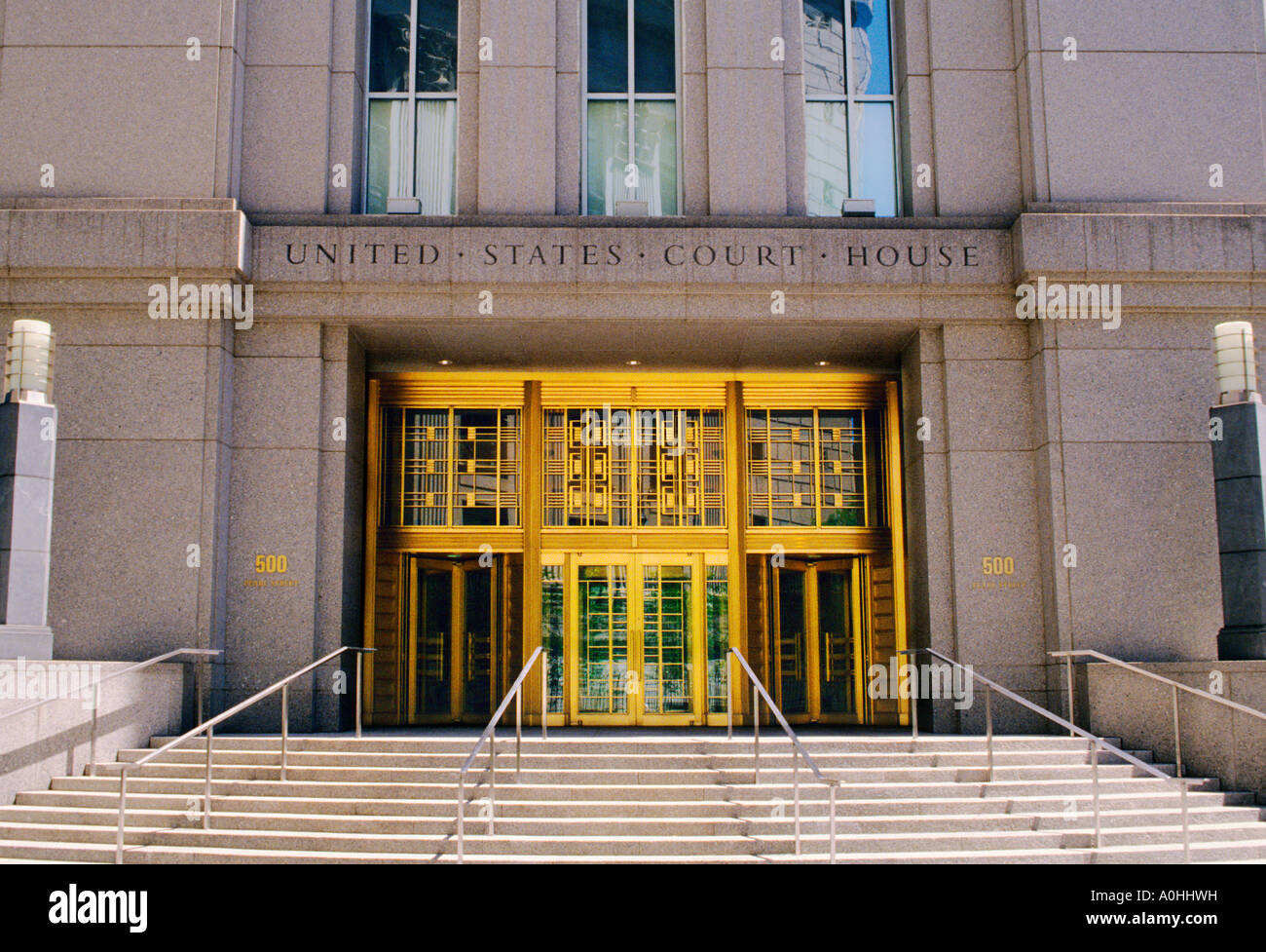 US-Gerichtsgebäude, südlicher Bezirk von New York, Daniel Patrick Moynahan Court. Foley Square New York City. Art déco-Äußere. US Court House Stockfoto