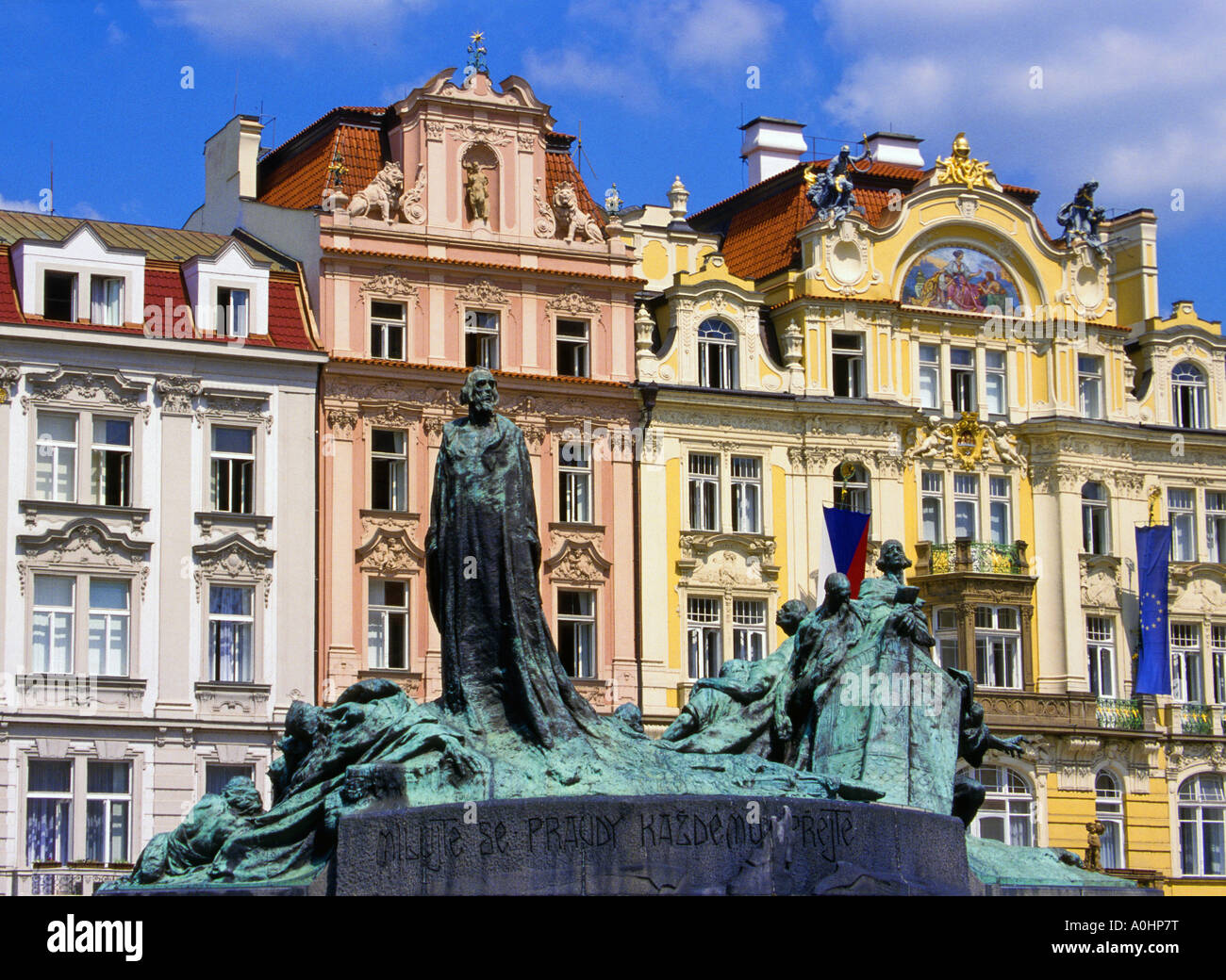 Jan-Hus-Denkmal auf dem Altstädter Ring in Prag Tschechische Republik Stockfoto