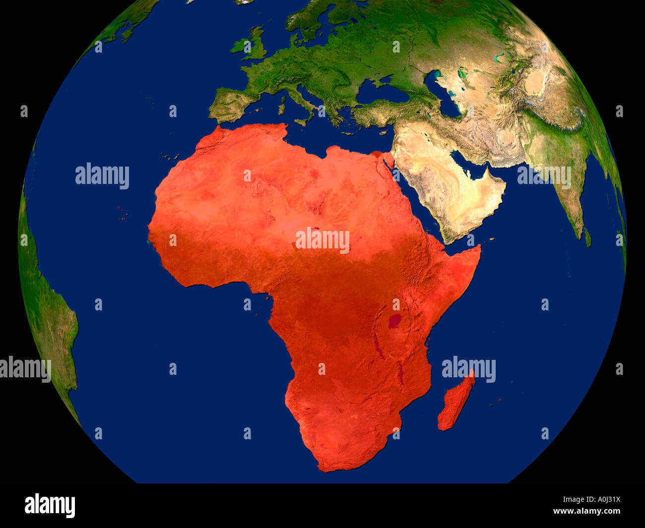 Hervorgehobene Satellitenbild von Afrika Stockfoto