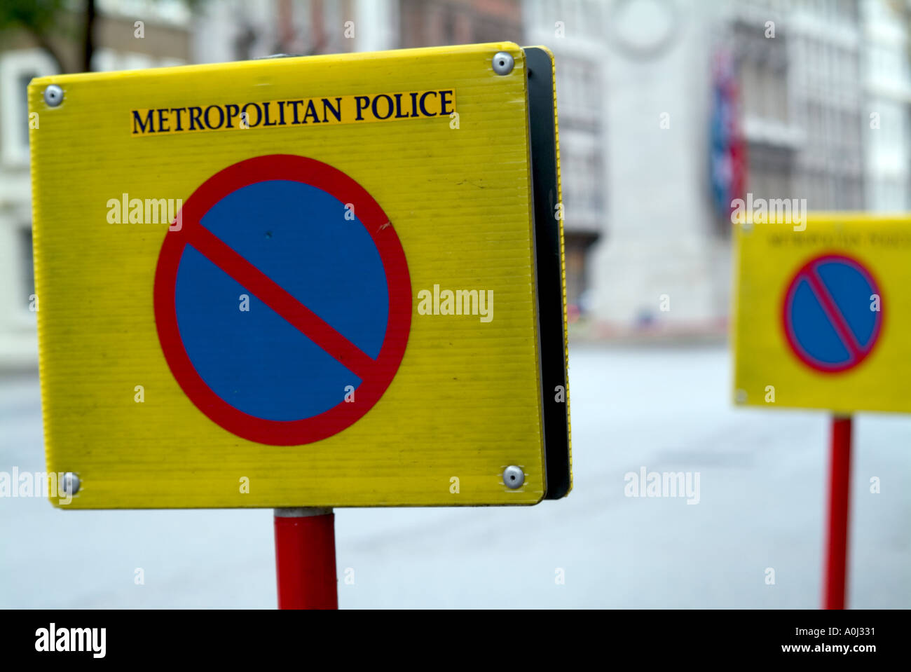 Metropolitan Zeichen keine Parkplätze in London Stockfoto