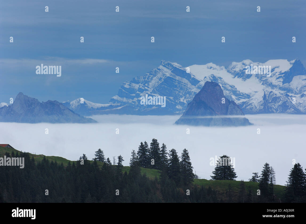 Inversion in der großen Mythen, Kanton Schwyz, Schweiz Stockfoto
