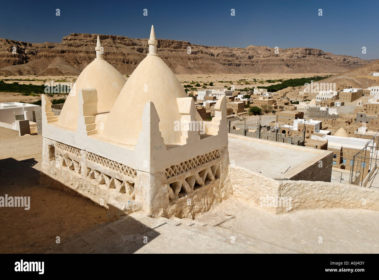 Grabstätte des Propheten Hud, Wallfahrtsort Gabr Hud, Qabr Hud, Wadi Hadramaut, Jemen Stockfoto