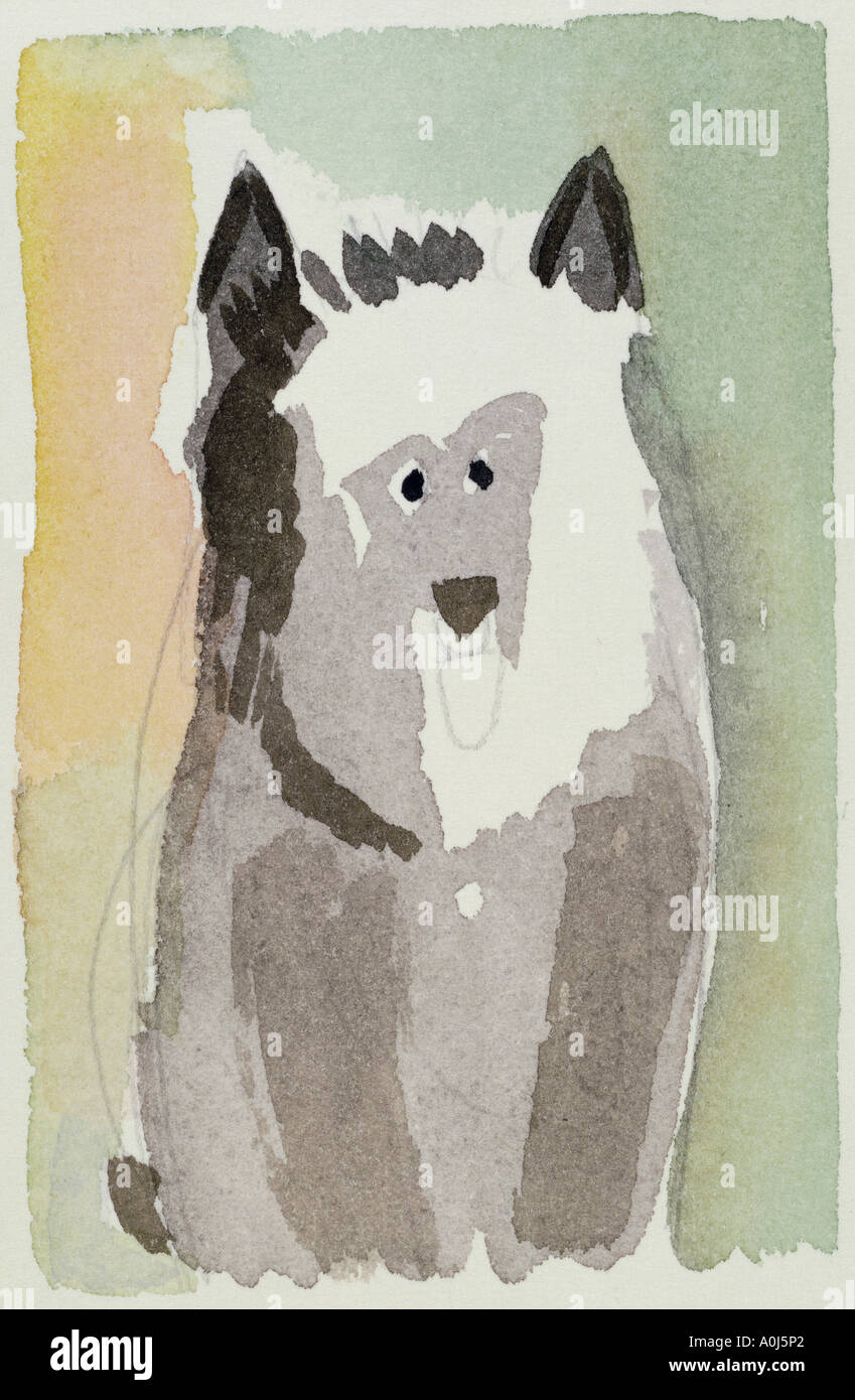 Hund X Diana Ong (b.1940 chinesisch-amerikanischen) Aquarell Private Collection Stockfoto