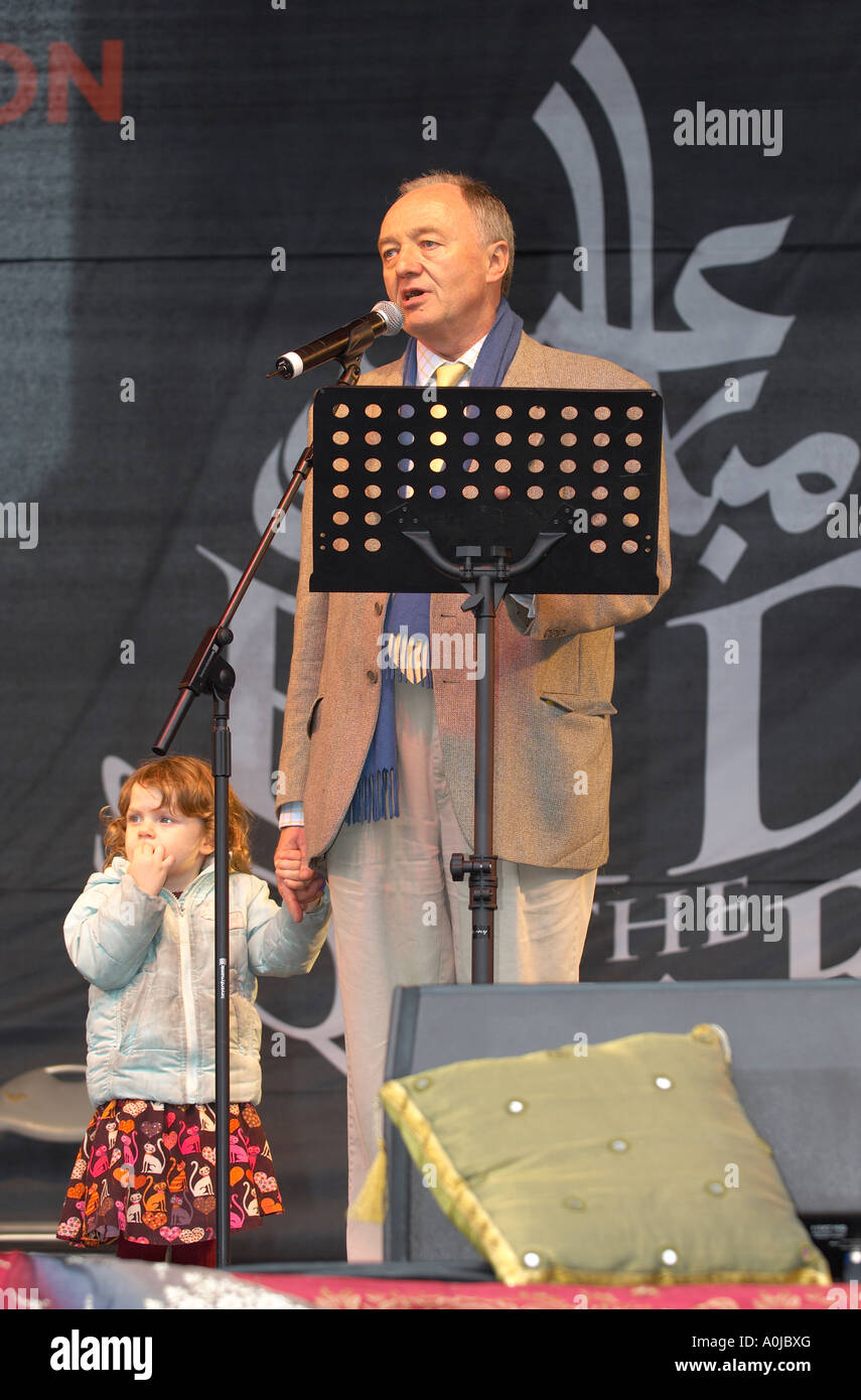 Ken Livingston Mayor of London, eine Rede an Eid in der Square, Trafalgar Square, London 2006 Stockfoto