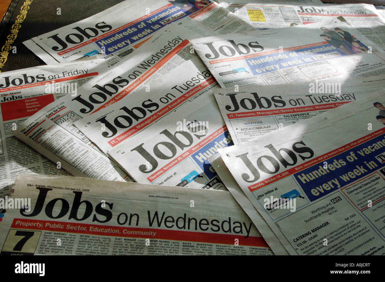 Job-Anzeigen-Seiten von Zeitungen Stockfoto