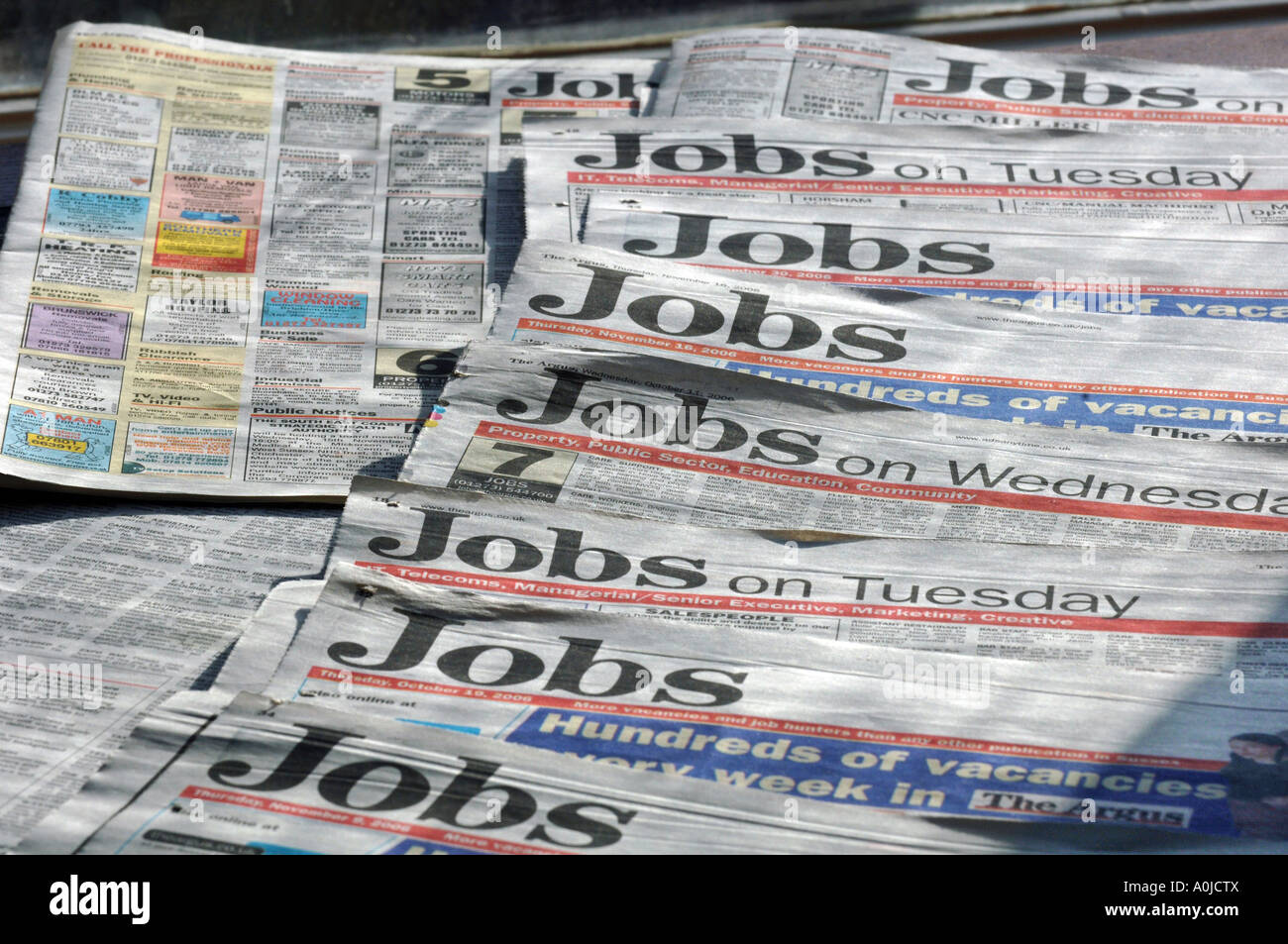 Job-Anzeigen-Seiten von Zeitungen Stockfoto