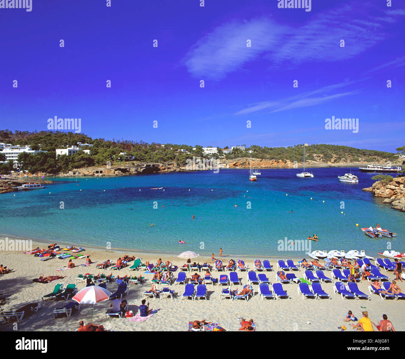 Spanien Ibiza Cala Portinatx Strand Stockfoto