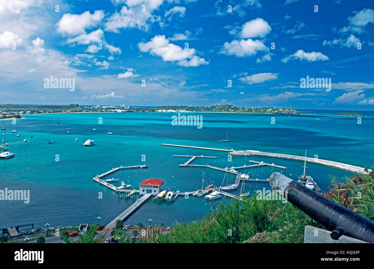 Marigot St. Martin French West Indies Panoramablick von Fort Saint Louis Stockfoto