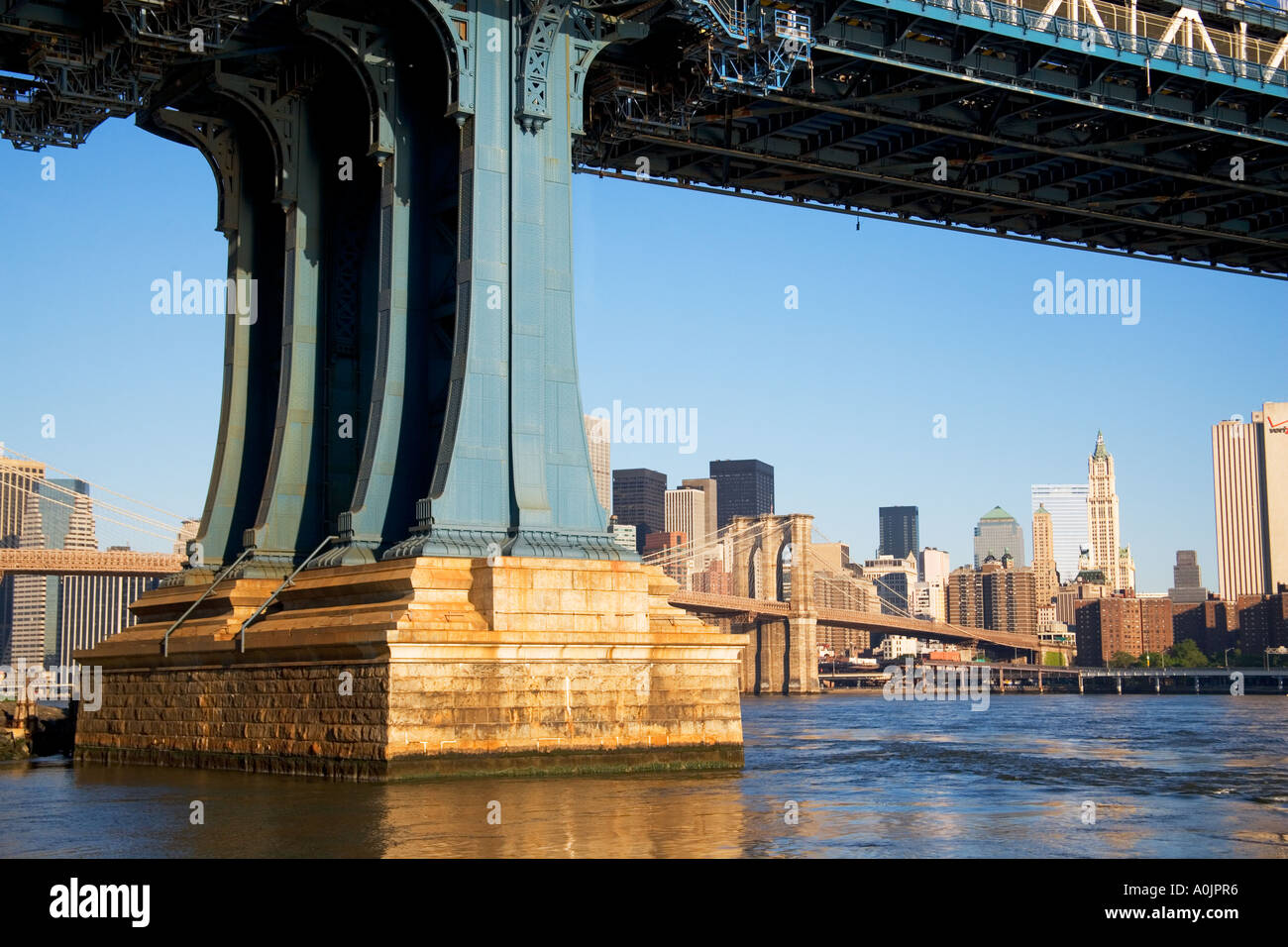 BROOKLYN UND MANHATTAN BRIDGE, NEW YORK CITY Stockfoto
