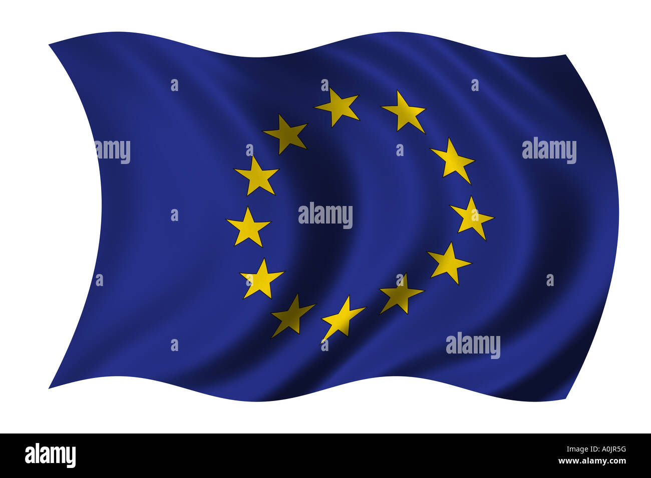 Europäischen Union Fähnchen in den Wind-Clipping-Pfad enthalten Stockfoto