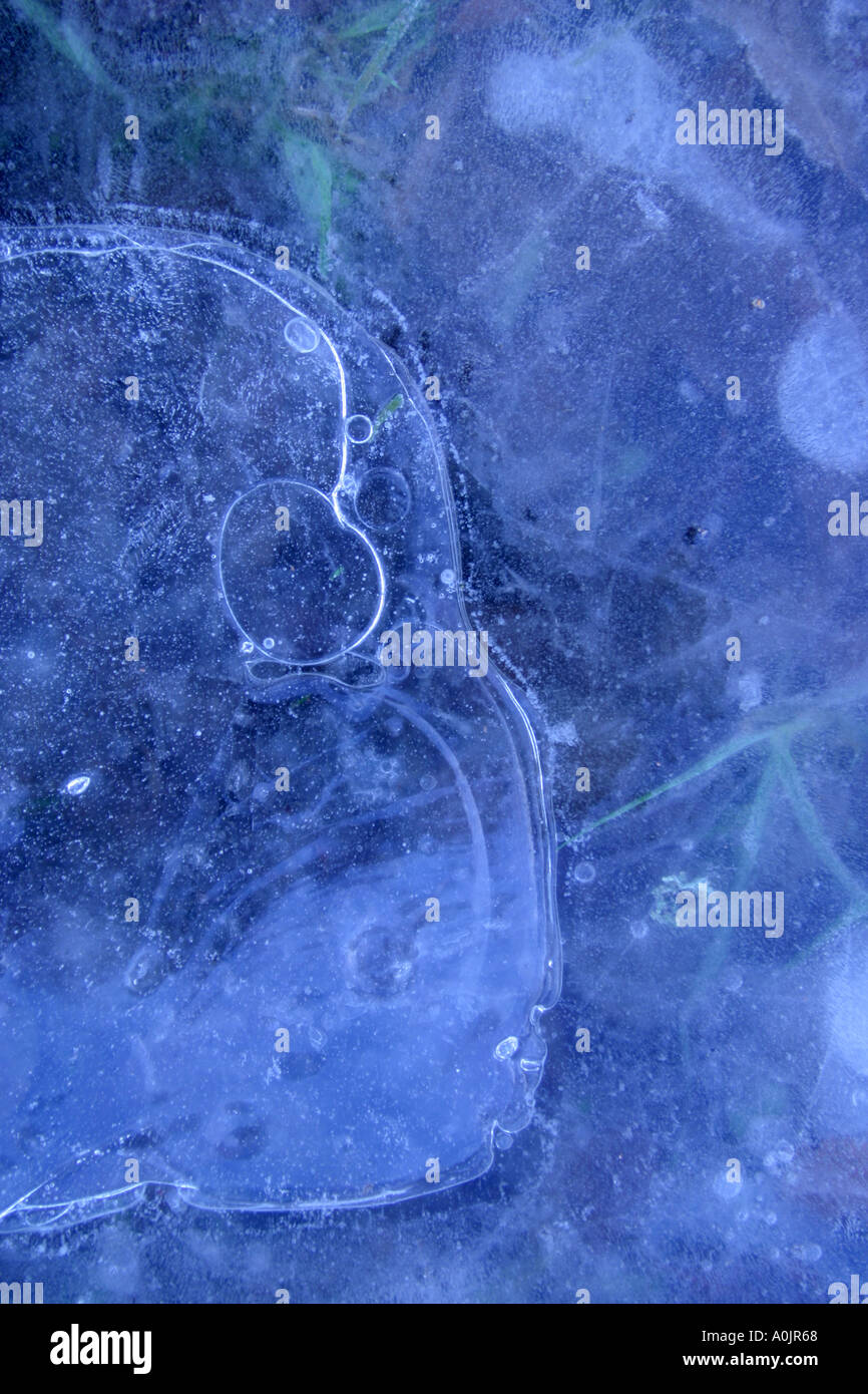 Blaues Eis mit einem Gesicht-ähnliche Figur drin. Stockfoto