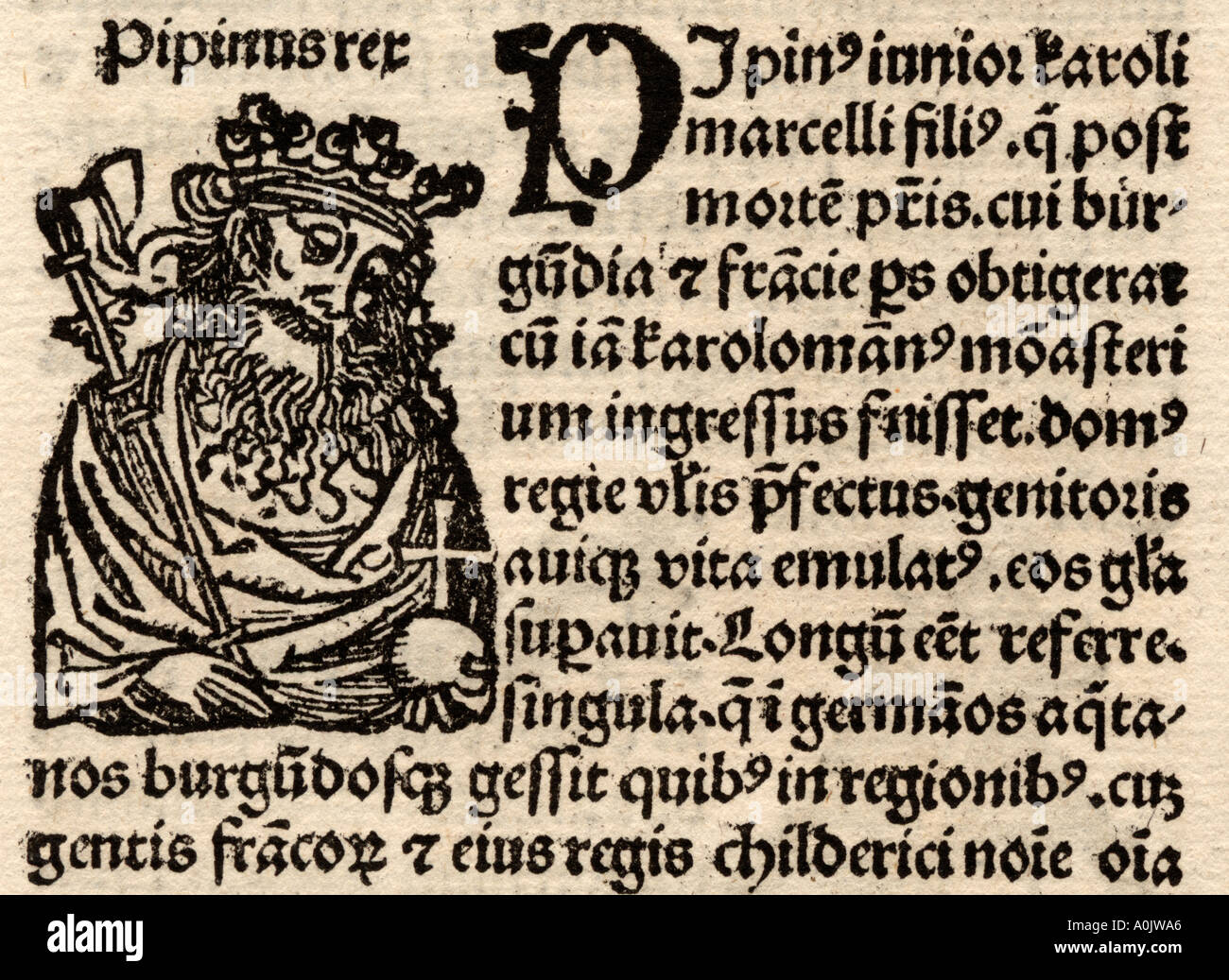 Detail vom original Inkunabel-Blatt in lateinischer Sprache von Hartmut Schedel Liber Chronicorum gedruckt durch Schoensperger im Jahre 1497 Stockfoto