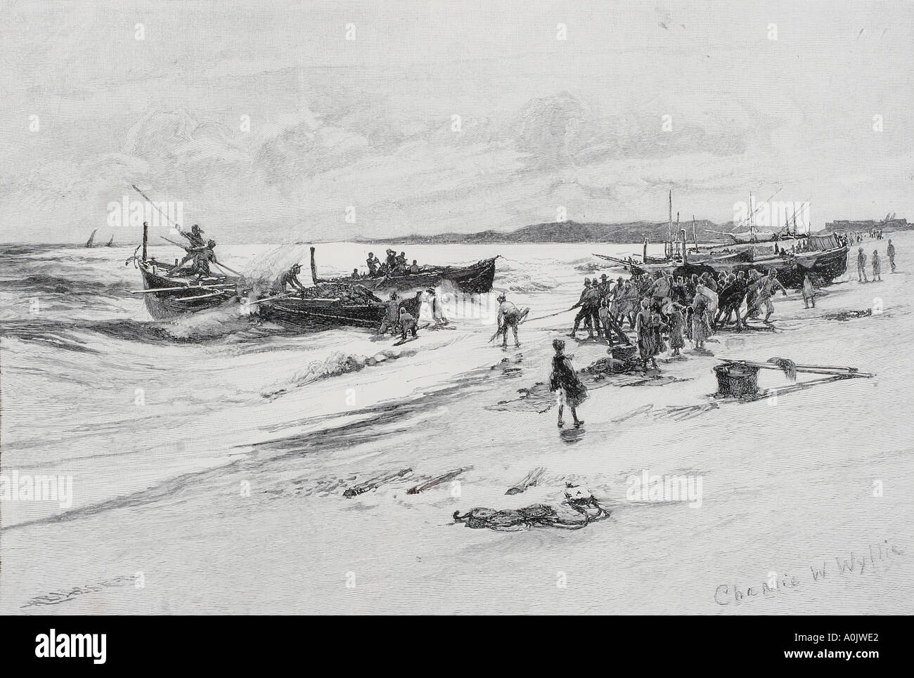 Auf der Küste von Kalabrien Italien um 1890 von Charles William Wyllie 1859 1923 Stockfoto