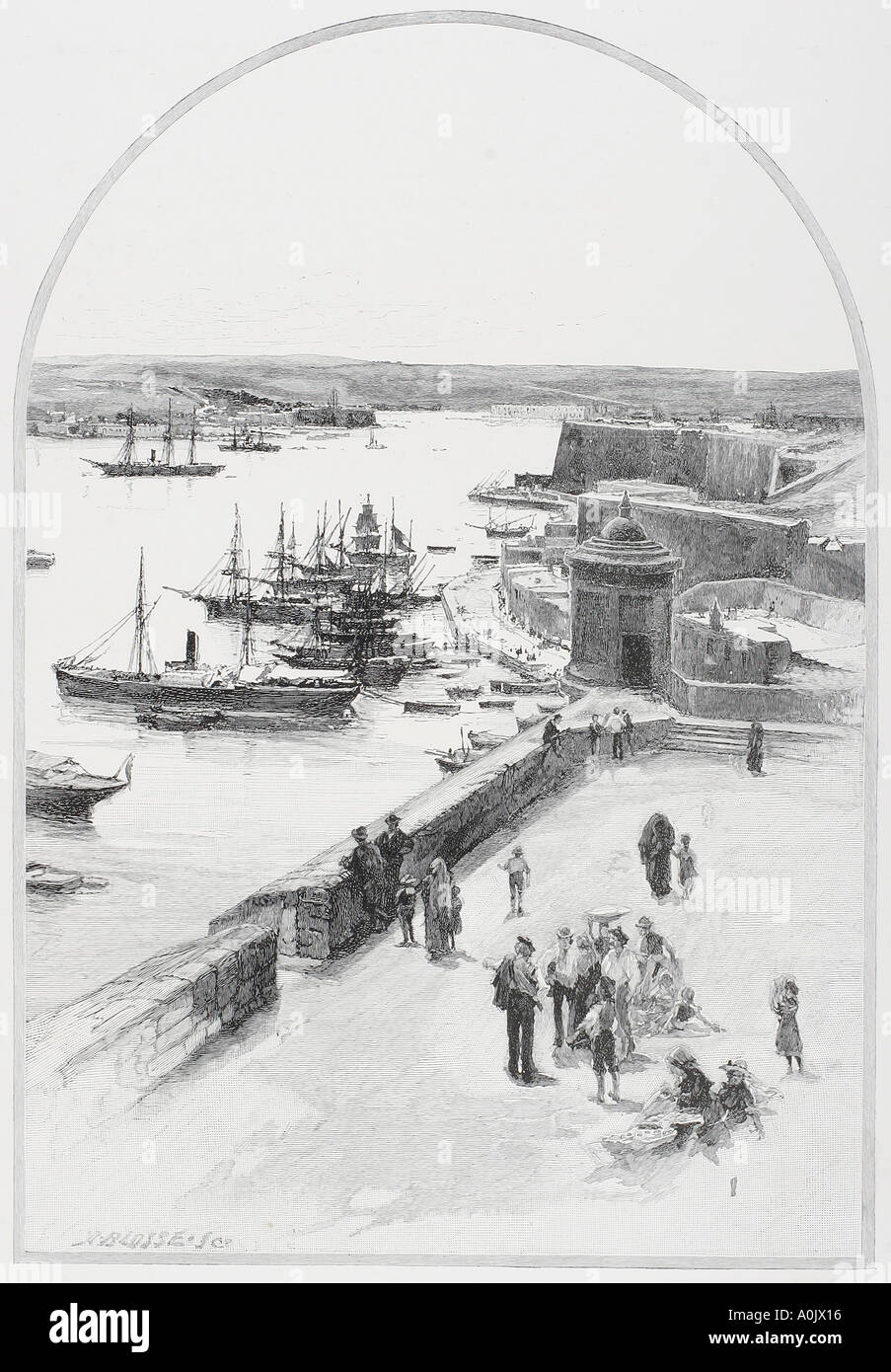 Die Oberseite des Grand Harbour in Valletta, Malta. Stockfoto
