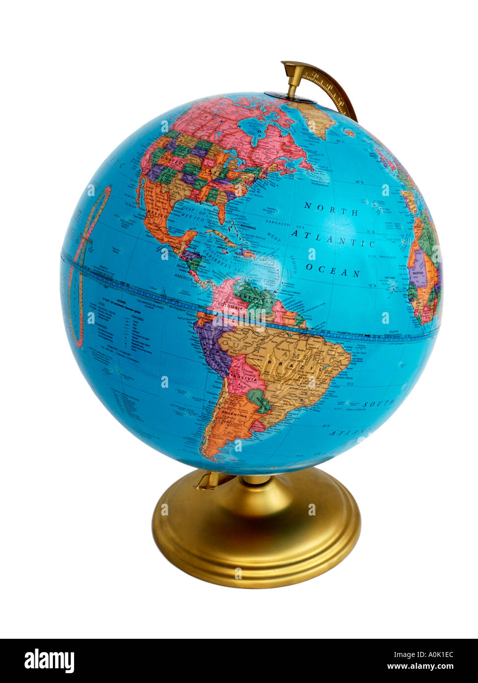 Globus mit Nordamerika und Südamerika Stockfoto