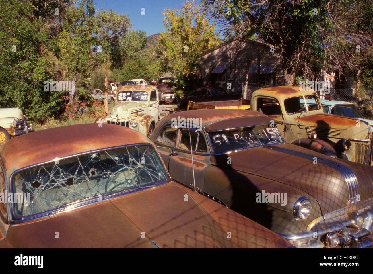 Autos in Schrottplatz Utah Vereinigte Staaten von Amerika-Nordamerika Stockfoto