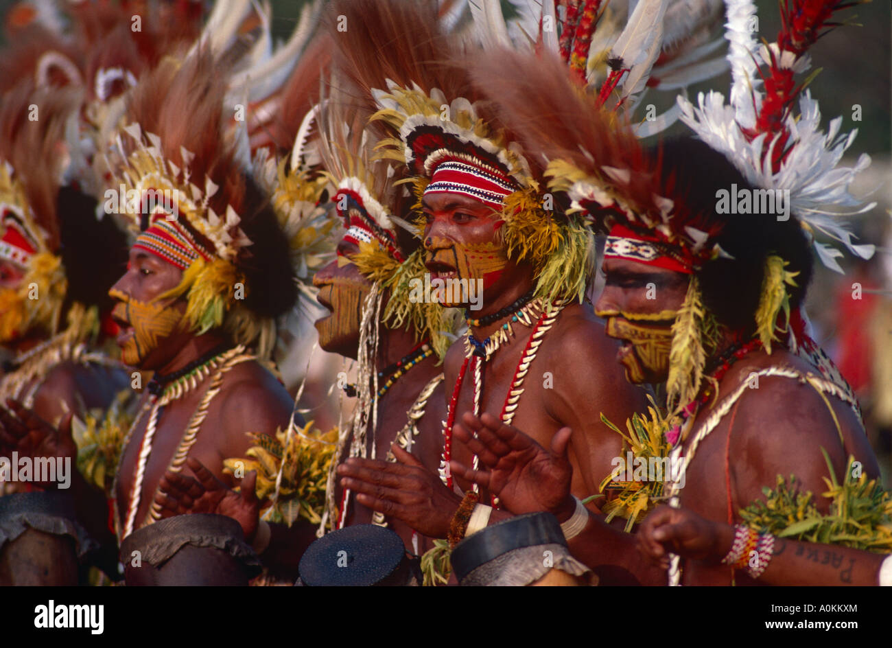 Stammes-Sing Sing am Mount Hagen in Papua-Neu-Guinea Stockfoto