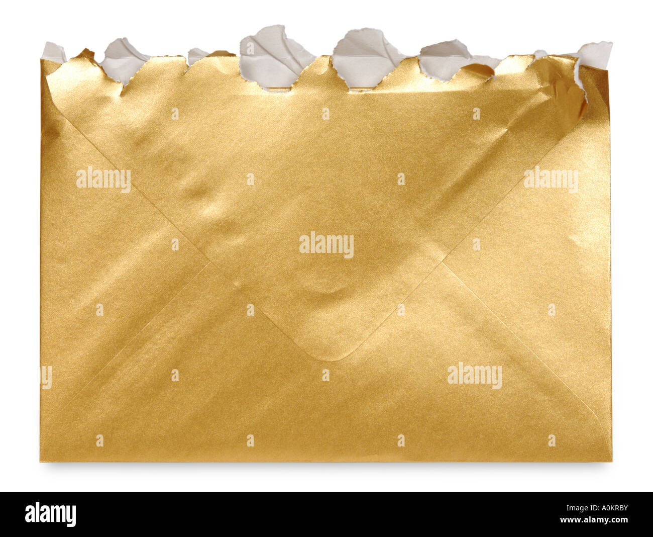 Zerrissene geöffneten goldenen Umschlag Stockfoto