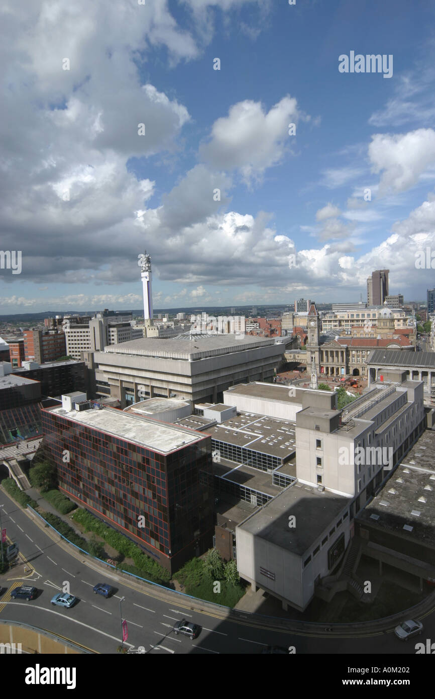 Luftaufnahme, Blick über Birmingham City Centre in Richtung Rathaus Rat Haus Victoria Square und New Street Stockfoto