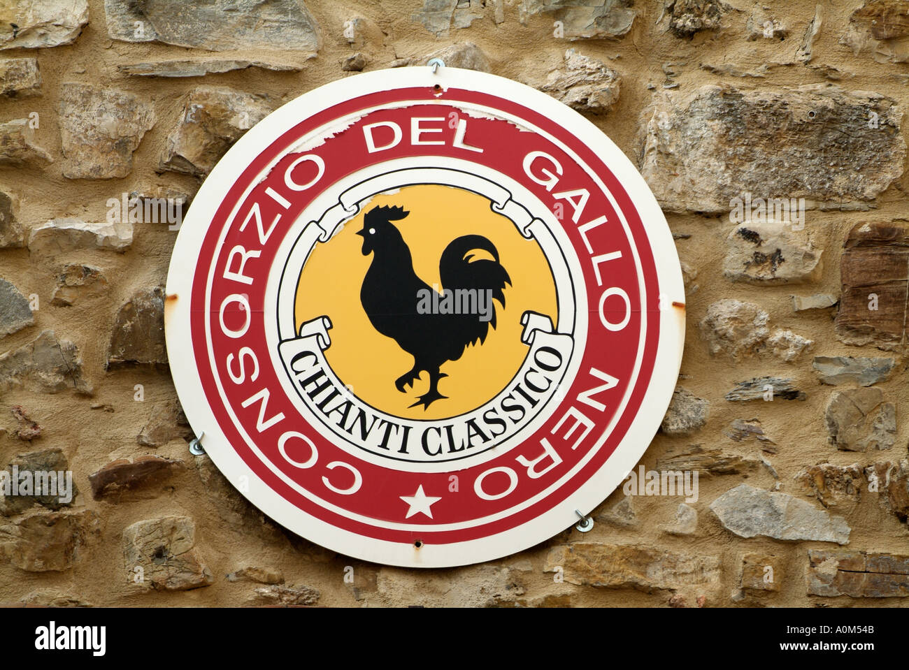 Gallo Nero schwarz Hahn Symbol der feinen Chianti Wein Castellina in Chianti Toskana Italien Stockfoto