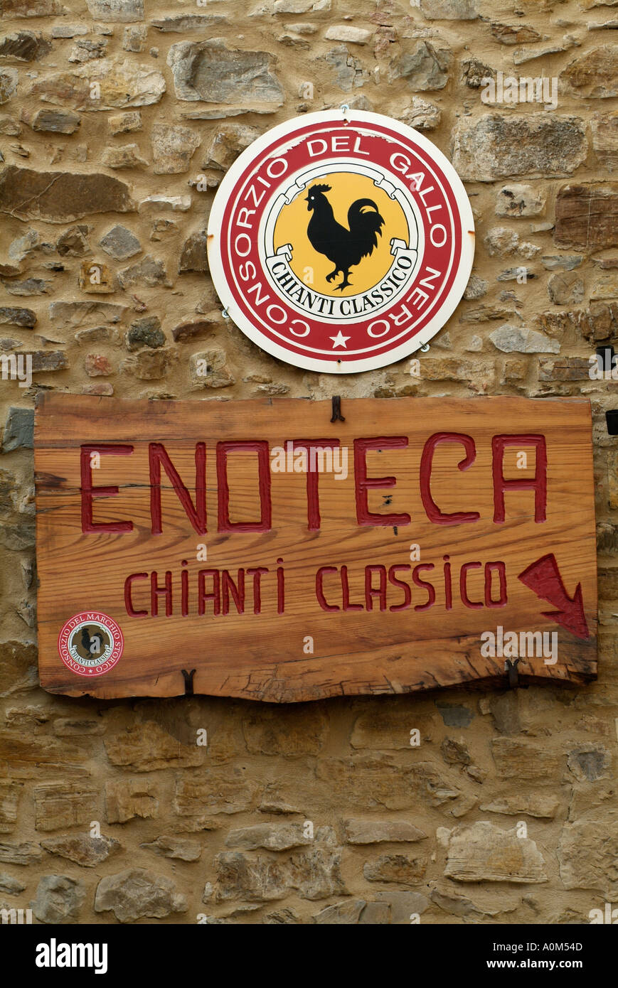 Gallo Nero schwarz Hahn Symbol der feinen Chianti Wein Castellina in Chianti Toskana Italien Stockfoto