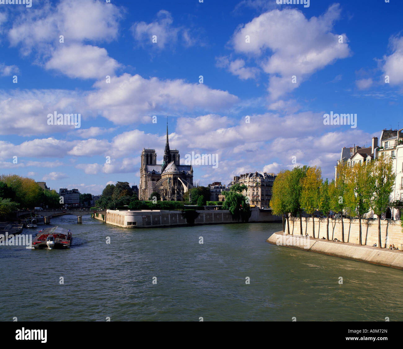 Notre-Dame & Fluss Seine Paris Frankreich Stockfoto