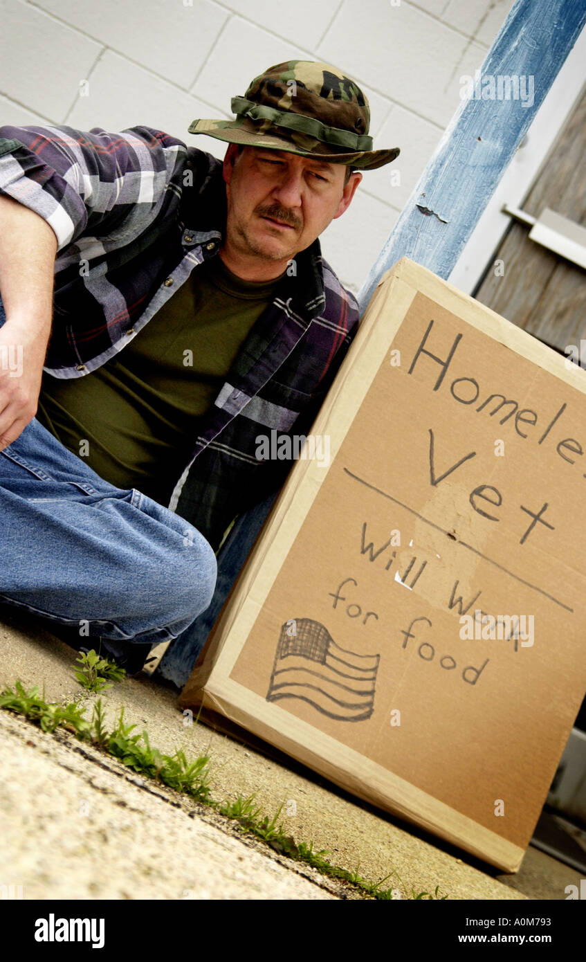 Obdachlose Veteranen Stockfoto