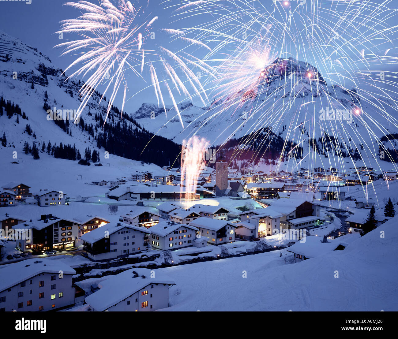 AT - VORARLBERG: Silvesterfeiern in Lech am Arlberg Stockfoto