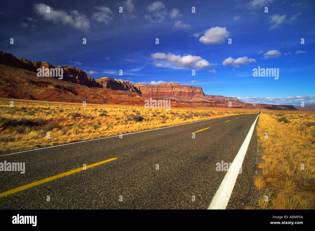 Straße entlang der Vermillion Cliffs in der Nähe von Page Arizona Stockfoto