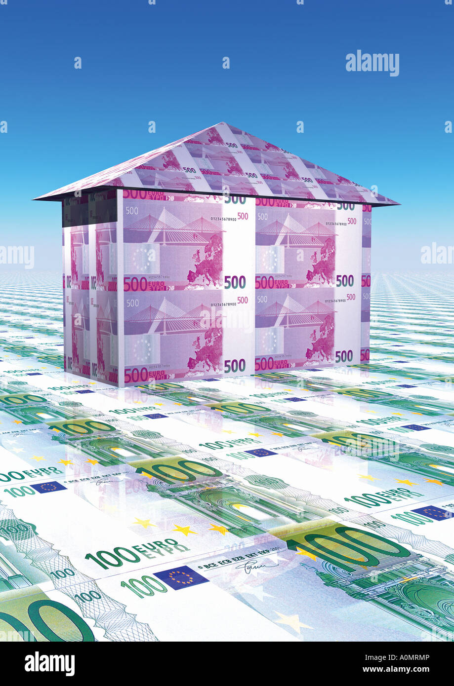 Haus aus Euro Symbol Für Immobilie Euro Stockfoto