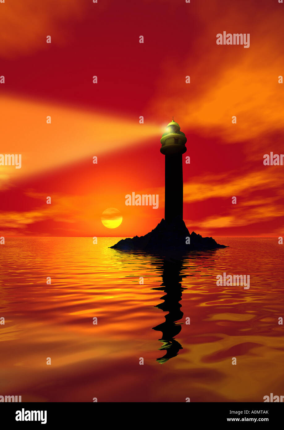 Leuchtturm Leuchtturm Im Meer Stockfoto
