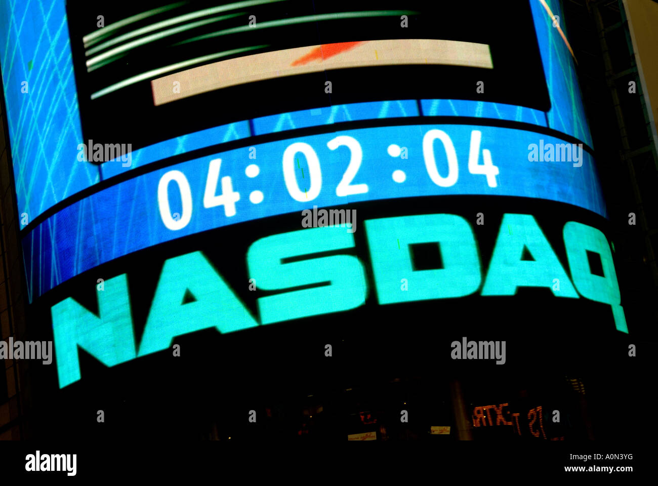 NASDAQ-Börse-Neon-Schild an der "Times Square" Manhattan New York USA Stockfoto