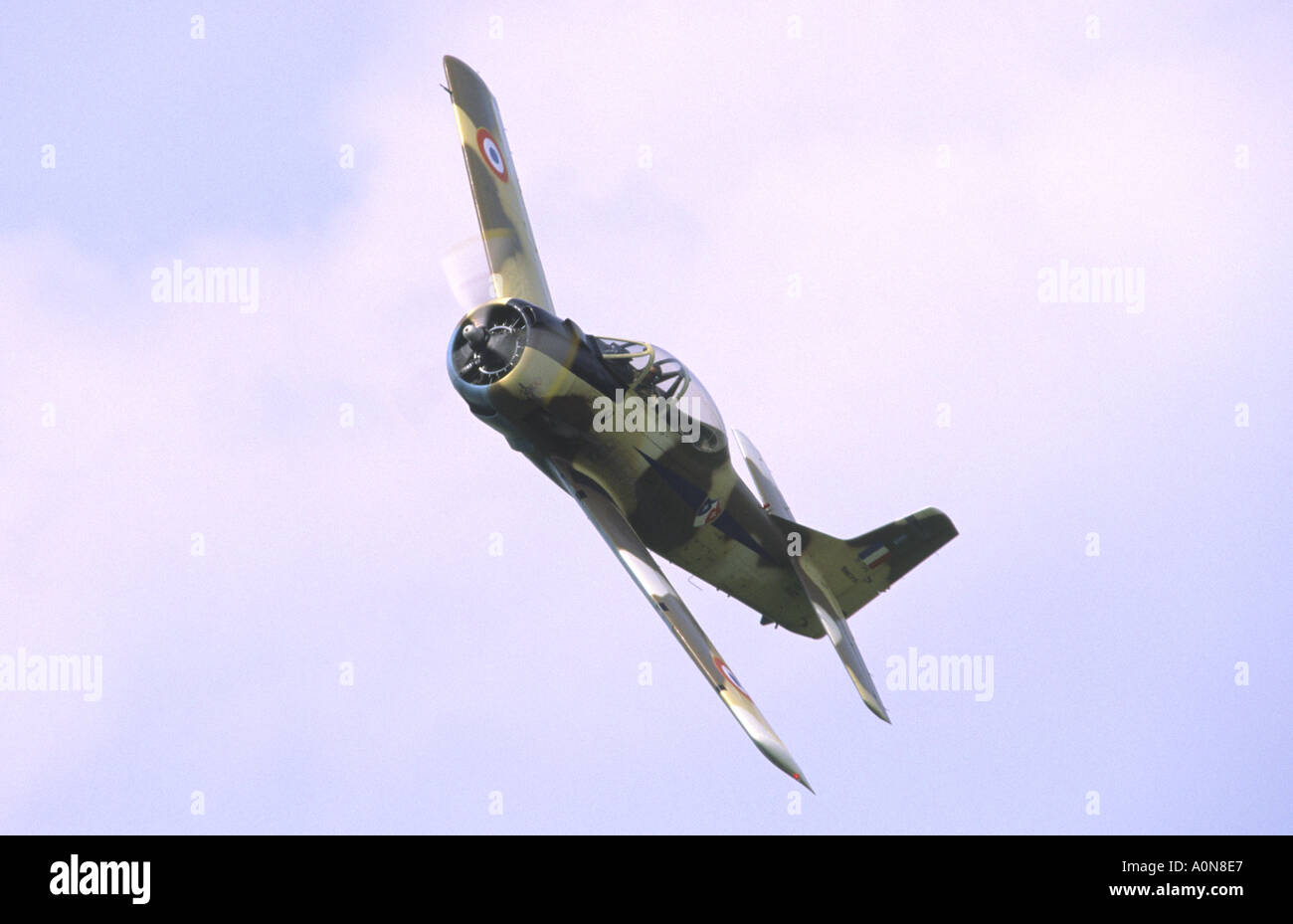 Grumman T28 Trojan Boden Angriff Flugzeug Französisch Air Force Durchflug Coventry Flughafen Airshow Stockfoto