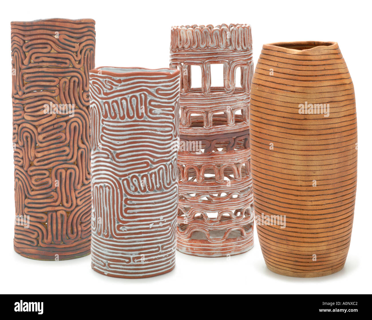 Keramik handgefertigt Studio Kunstkeramik Spule Töpfe-UK Stockfoto