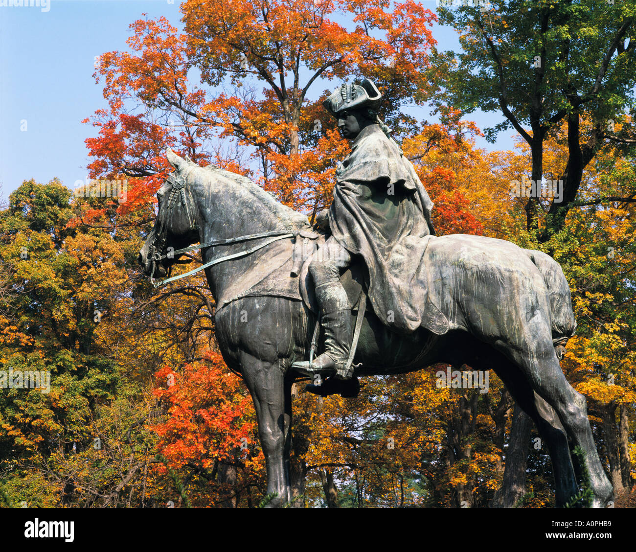 Washington-Statue Morristown nationaler historischer Park New Jersey Stockfoto