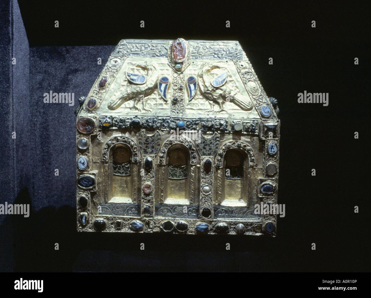 Reliquiar de Pepin aus 9. bis 11. Jahrhundert Treasury der Ste Foy Conques Midi-Pyrenäen Frankreich Europa Stockfoto