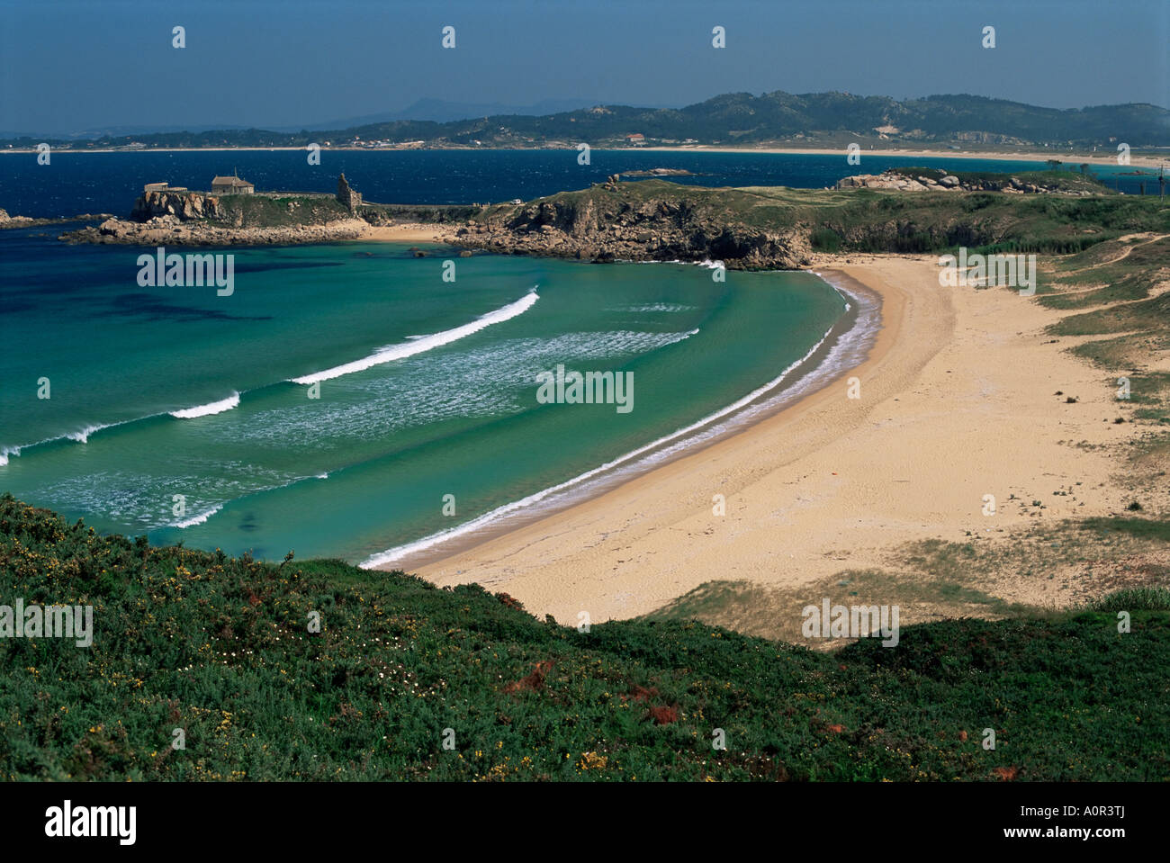 Praia de Foxos Atlantic gerichteten Strand Ria de Pontevedra Galizien Spanien Europa Stockfoto