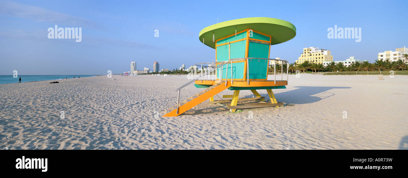 Art-Deco-Stil Rettungsschwimmer Hütte South Beach Miami Beach Miami Florida Vereinigte Staaten von Amerika Nordamerika Stockfoto