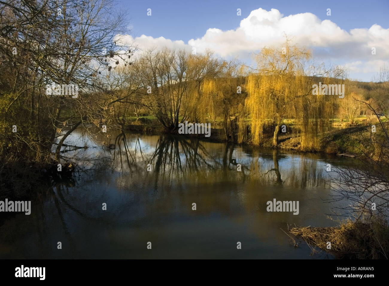 England Warwickshire die Midlands Ansichten von Avon Weg Fußweg neben der Fluß Avon an Welford über Avon Dorf Stockfoto