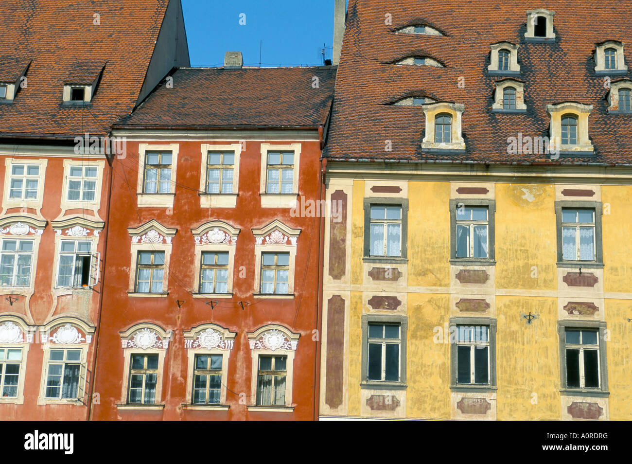 Mittelalterlicher Markt quadratische Gebäude Cheb Böhmen Tschechien Europa Stockfoto