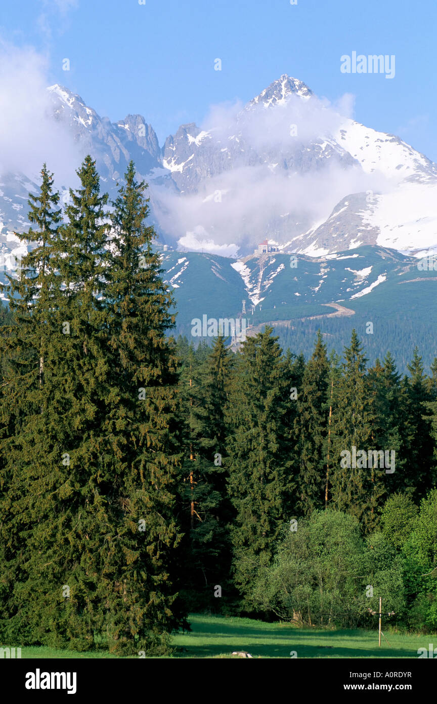 Hohe Tatra-Gebirge von Tatranska Lomnica Slowakei Europa Stockfoto