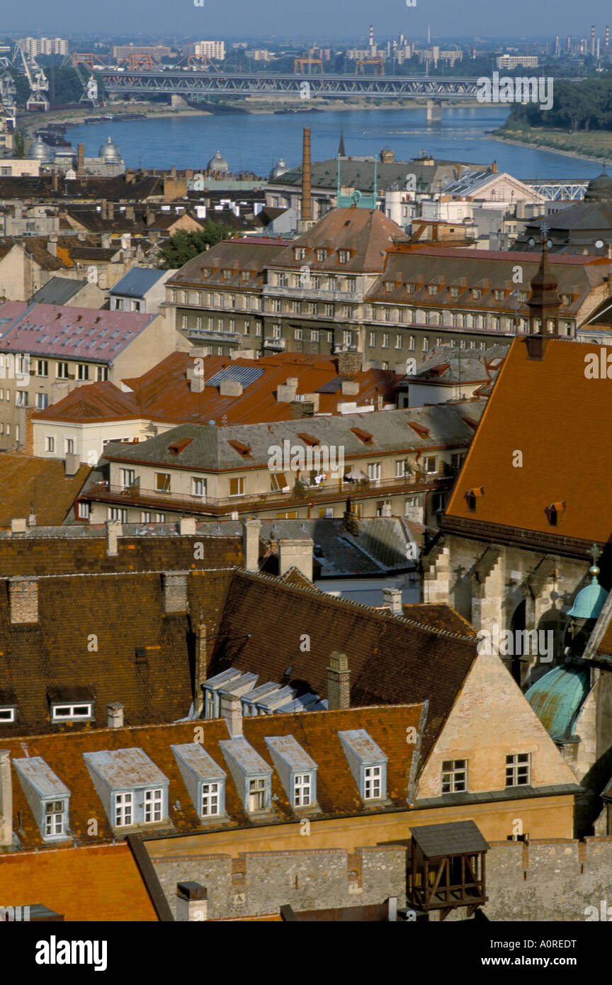 Blick über Bratislava nach dem Fluss Danube Slowakei Europa Stockfoto