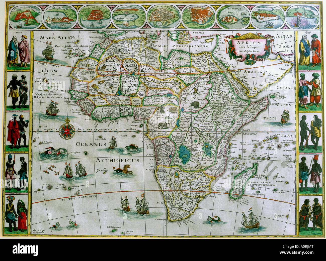 Antike Landkarte Afrika 1630 Stockfoto