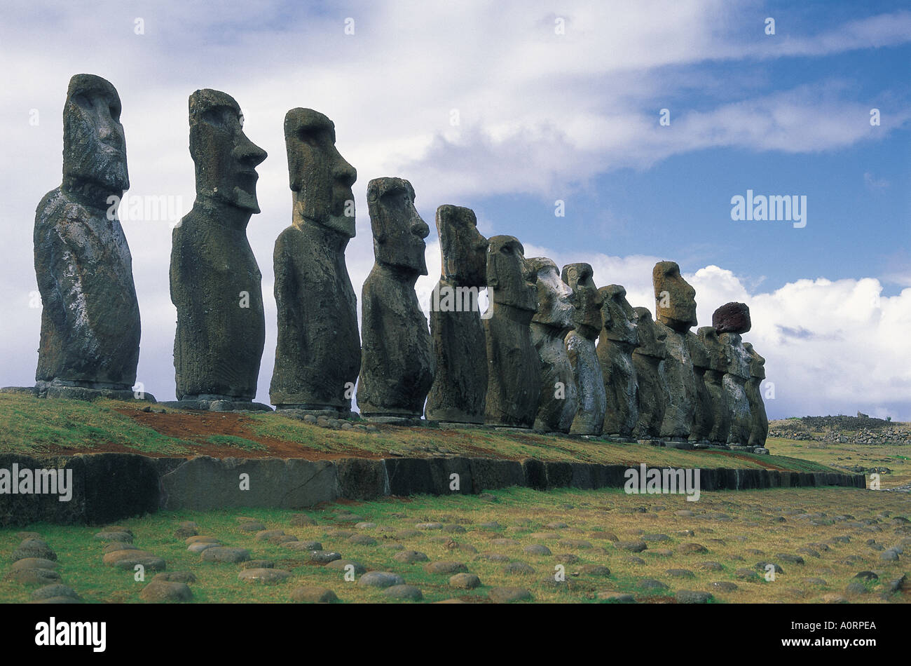 Ahu Tongariki Moai Statuen Osterinsel Chile Südpazifik Stockfoto
