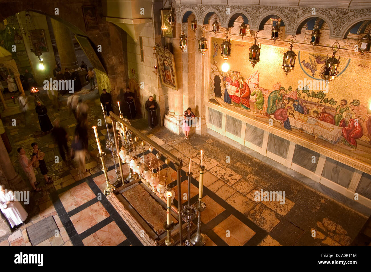 Wandmalerei von s Tod Jesu Christi Kirche der Grabeskirche alte Walled Stadt Jerusalem Israel Nahost Stockfoto