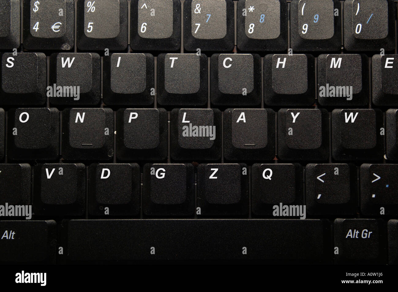 Schwarze Zeichen Tasten einer Computer-Tastatur Stockfoto